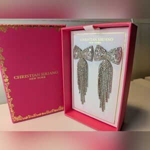 Christian Siriano Silver Crystal Bow Earrings Host Pick